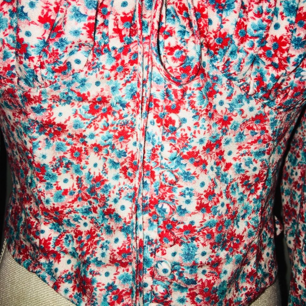 SALE! Beautiful AFRM Red Aqua Form Fitting Top - Picture 6 of 8
